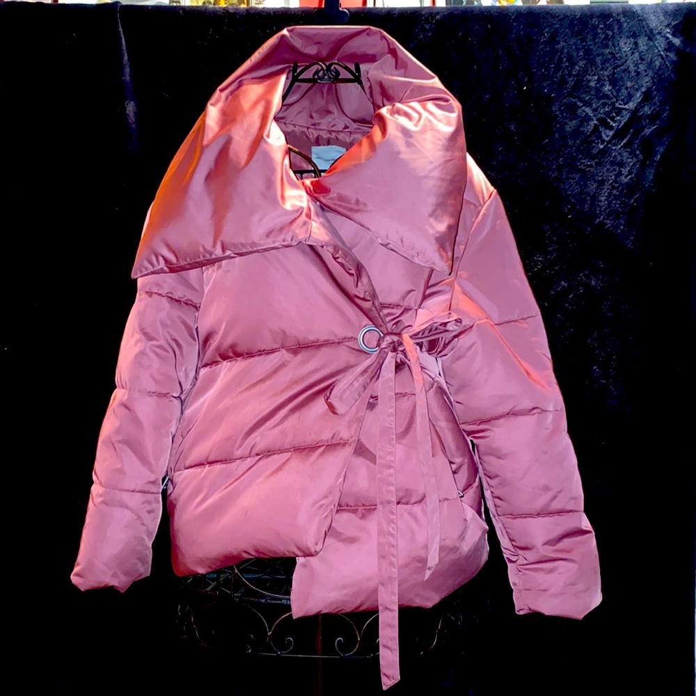 Avec Les Filles mauve rose pink asymmetric puffer jacket coat XS